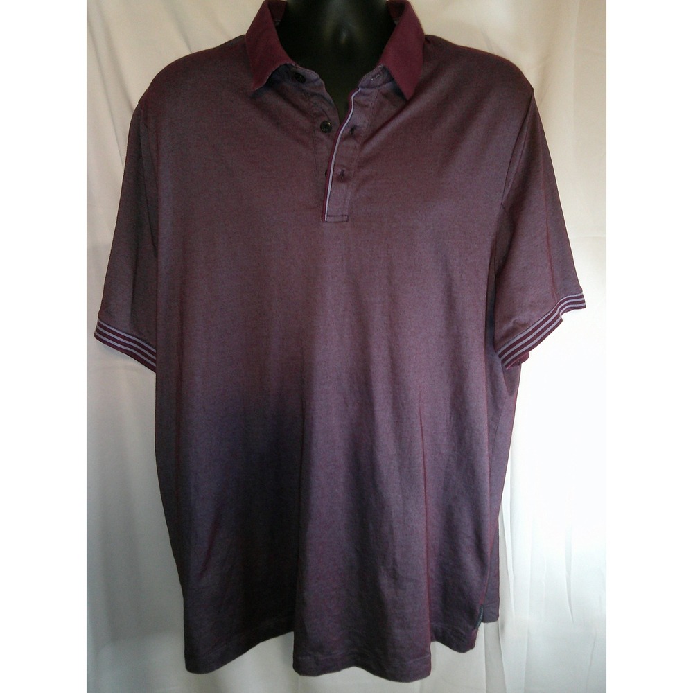 Perry Ellis Polo Shirt‎ Heathered Purple Golf Casual Short Sleeve XLT